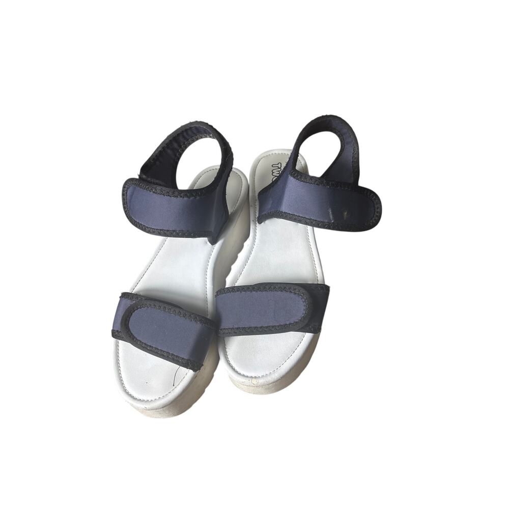 Twoobs Navy White Platform Sandals Sz 38